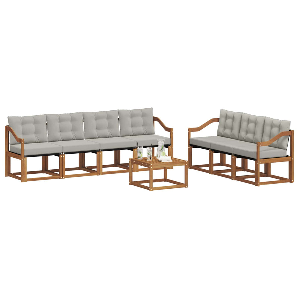 Outdoor-Sofagarnitur mit Kissen 8 pcs Natürlich und Hellgrau
