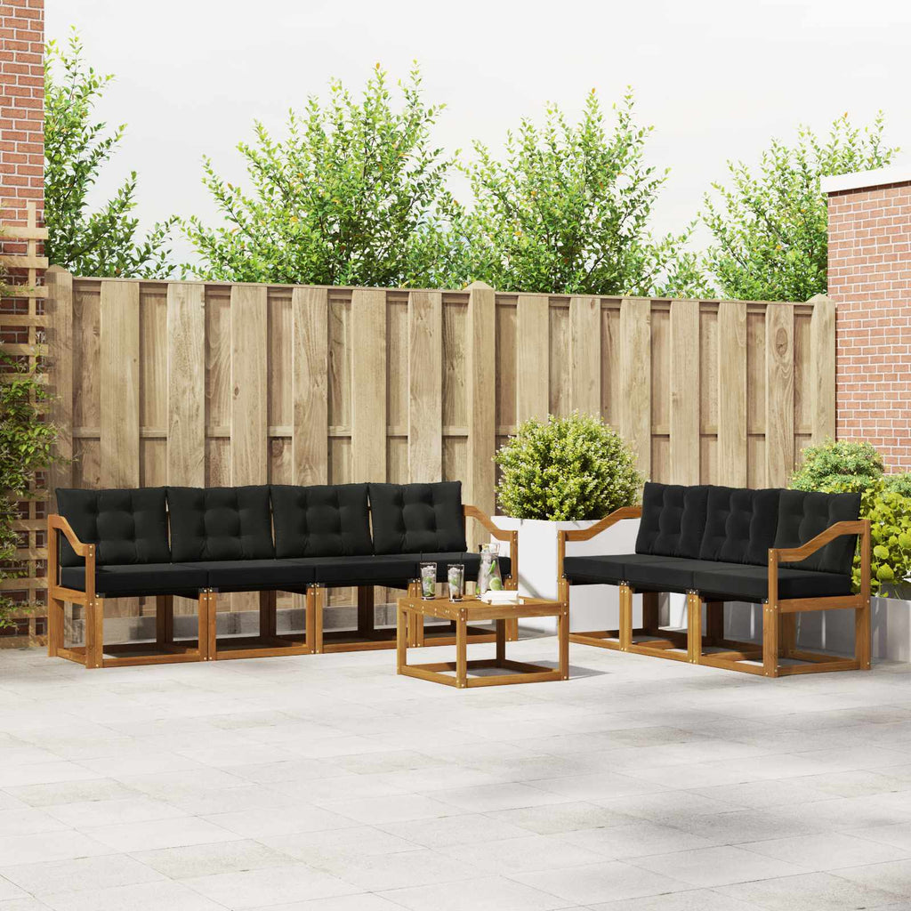 Outdoor-Sofagarnitur mit Kissen 8 pcs Natürlich und Schwarz