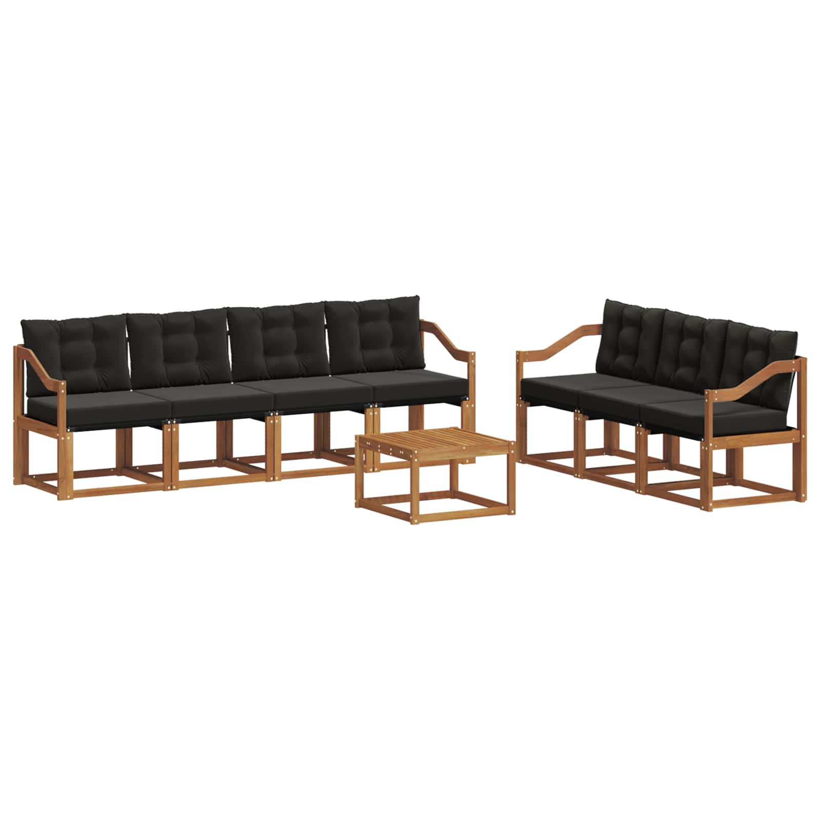 Outdoor-Sofagarnitur mit Kissen 8 pcs Natürlich und Schwarz