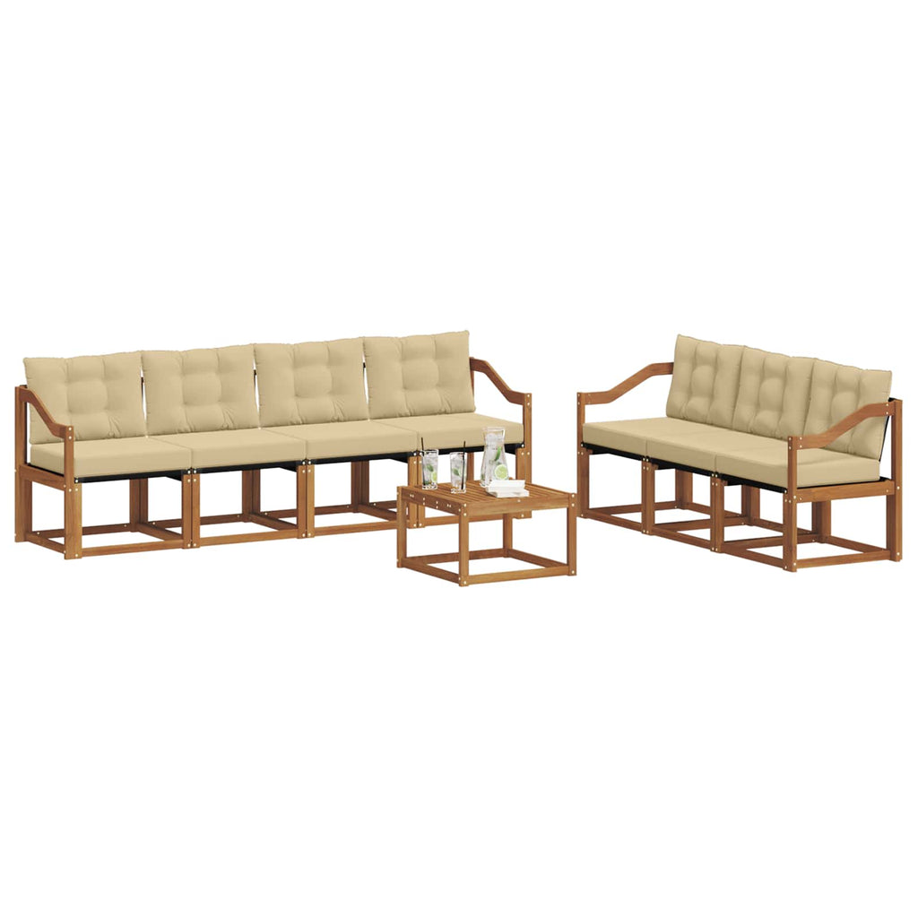Outdoor-Sofagarnitur mit Kissen 8 pcs Natur und Beige