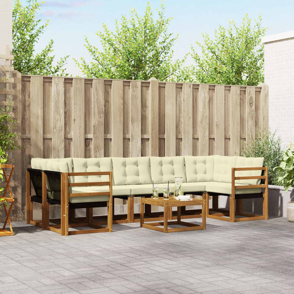 Outdoor-Sofagarnitur mit Kissen 8 pcs Natur und Creme