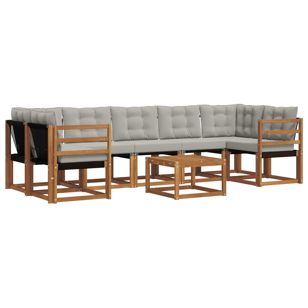 Outdoor-Sofagarnitur mit Kissen 8 pcs Natürlich und Hellgrau