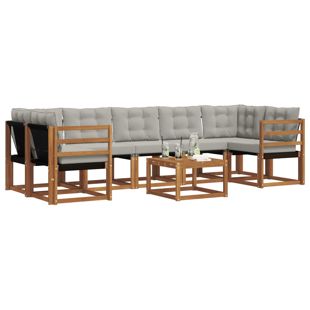 Outdoor-Sofagarnitur mit Kissen 8 pcs Natürlich und Hellgrau