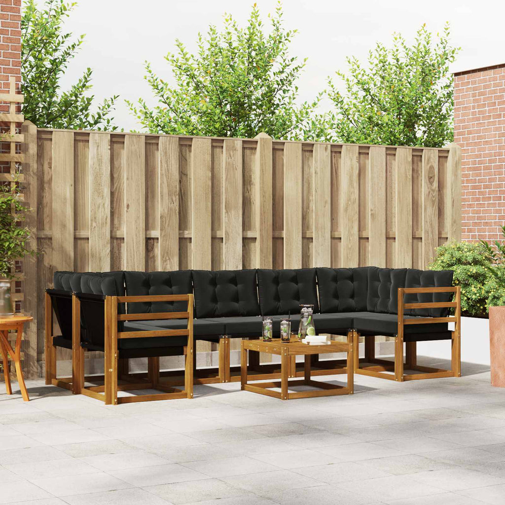 Outdoor-Sofagarnitur mit Kissen 8 pcs Natürlich und Schwarz