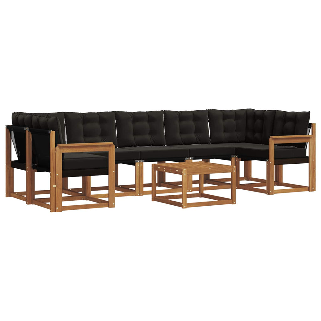 Outdoor-Sofagarnitur mit Kissen 8 pcs Natürlich und Schwarz