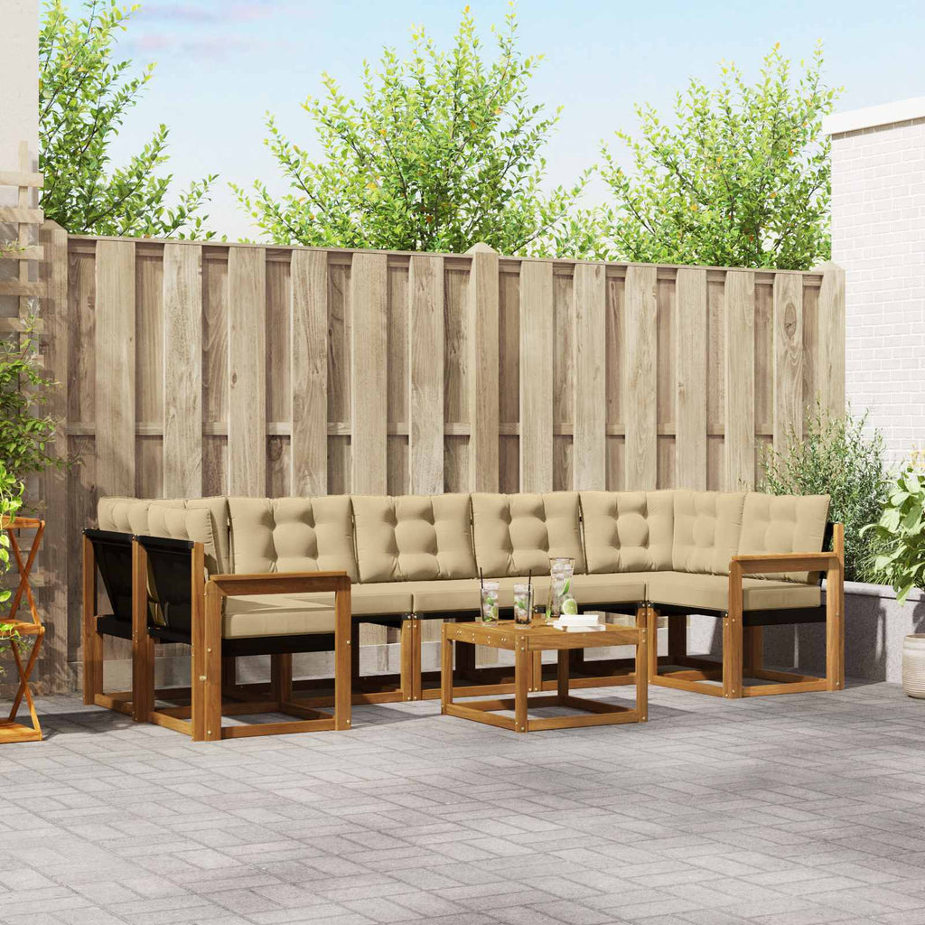 Outdoor-Sofagarnitur mit Kissen 8 pcs Natur und Beige