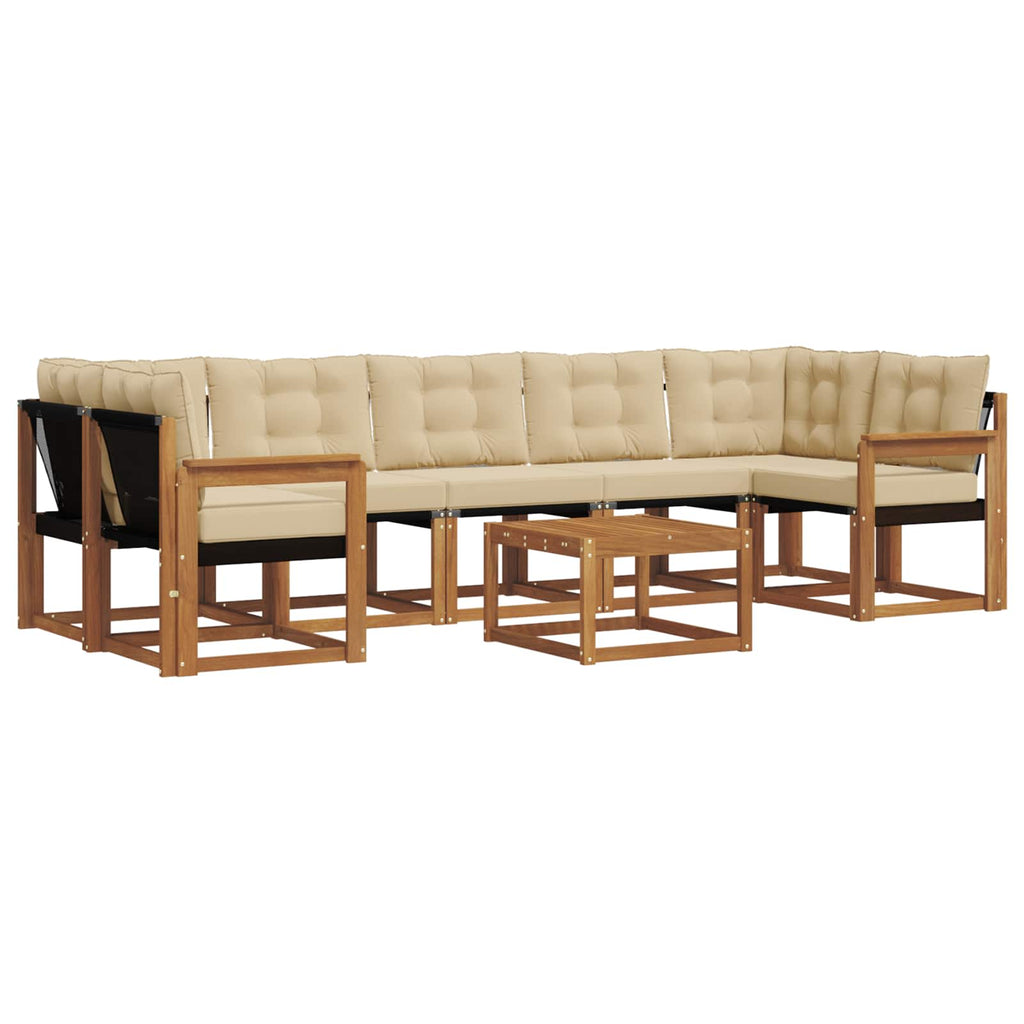 Outdoor-Sofagarnitur mit Kissen 8 pcs Natur und Beige
