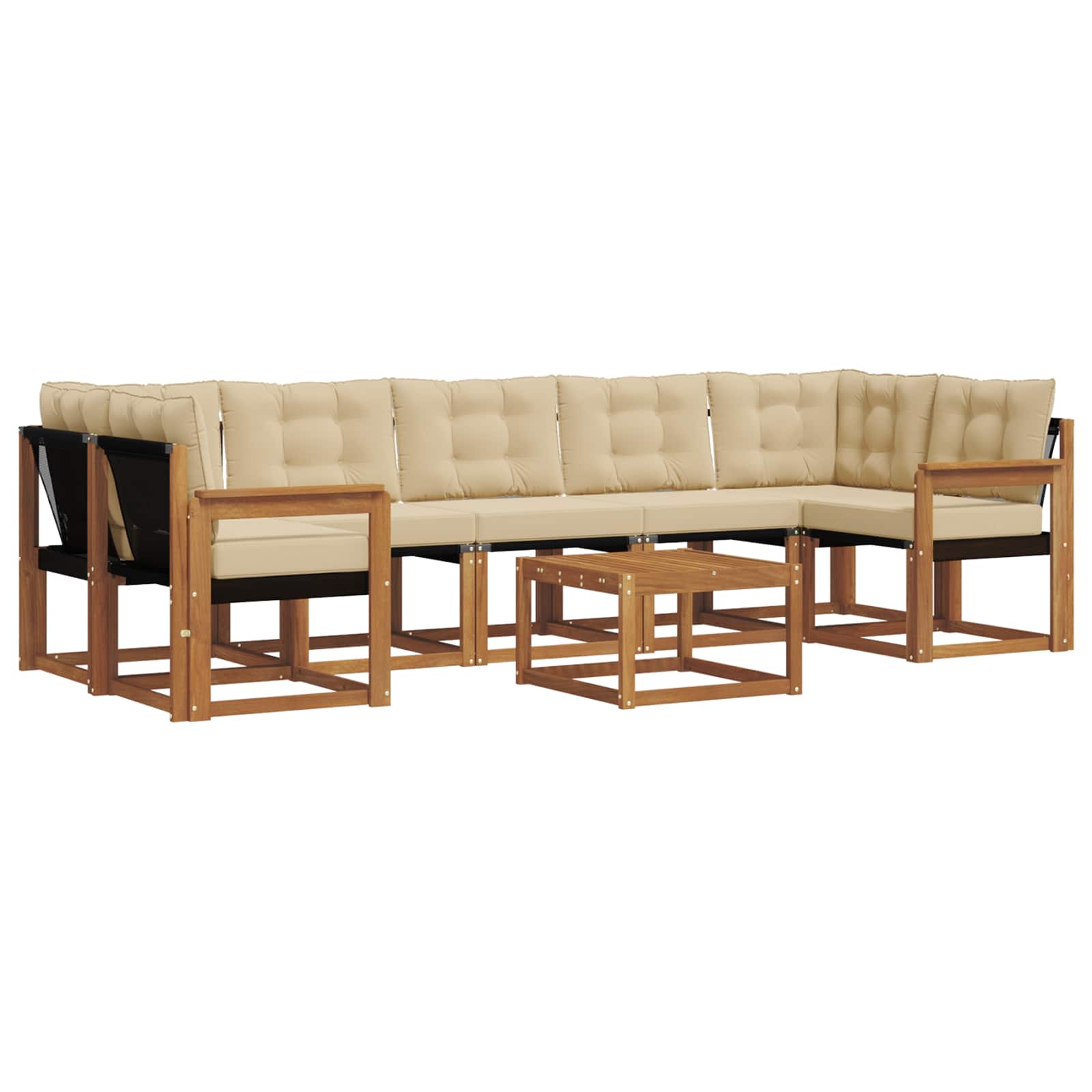 Outdoor-Sofagarnitur mit Kissen 8 pcs Natur und Beige