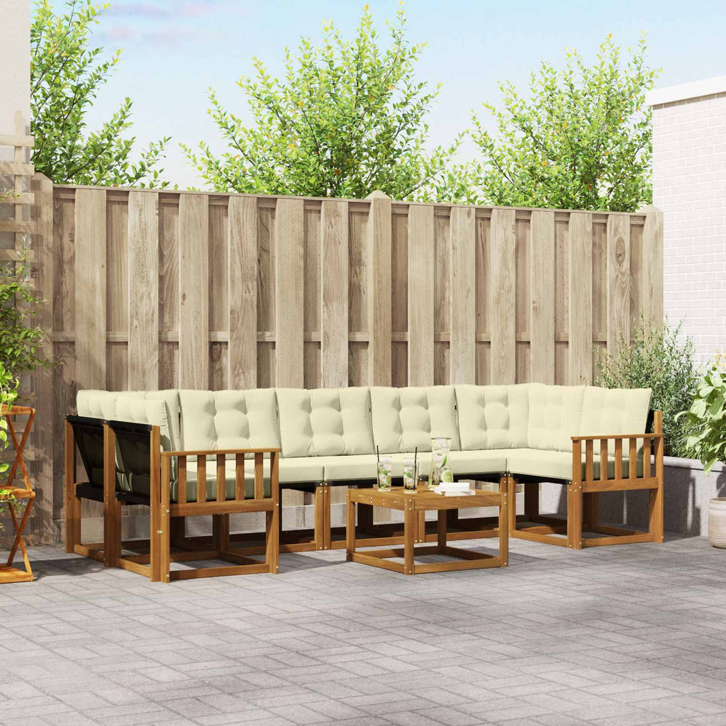 Outdoor-Sofagarnitur mit Kissen 8 pcs Natur und Creme