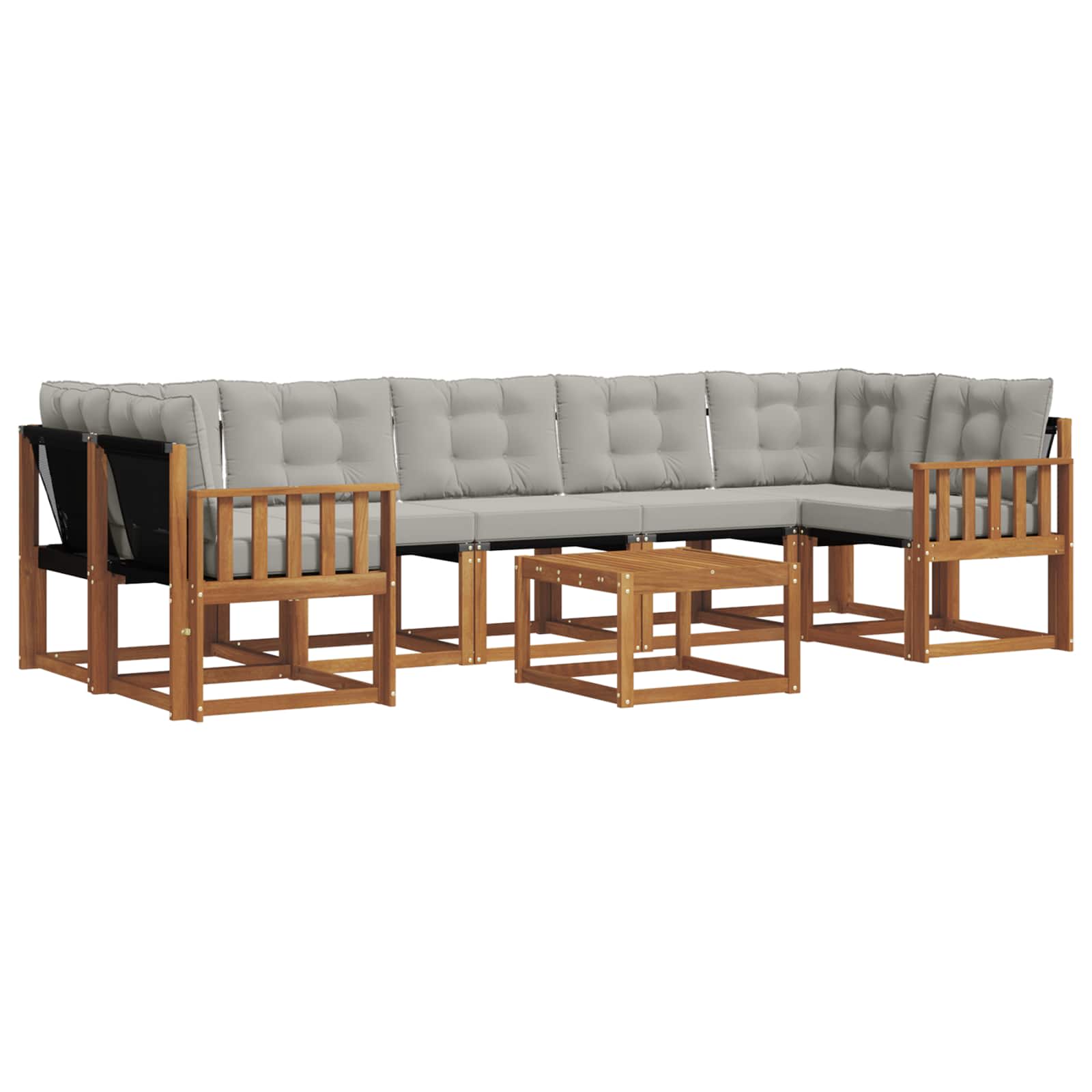 Outdoor-Sofagarnitur mit Kissen 8 pcs Natürlich und Hellgrau