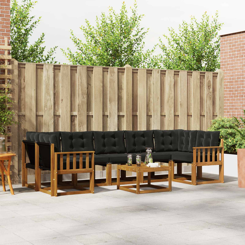 Outdoor-Sofagarnitur mit Kissen 8 pcs Natürlich und Schwarz