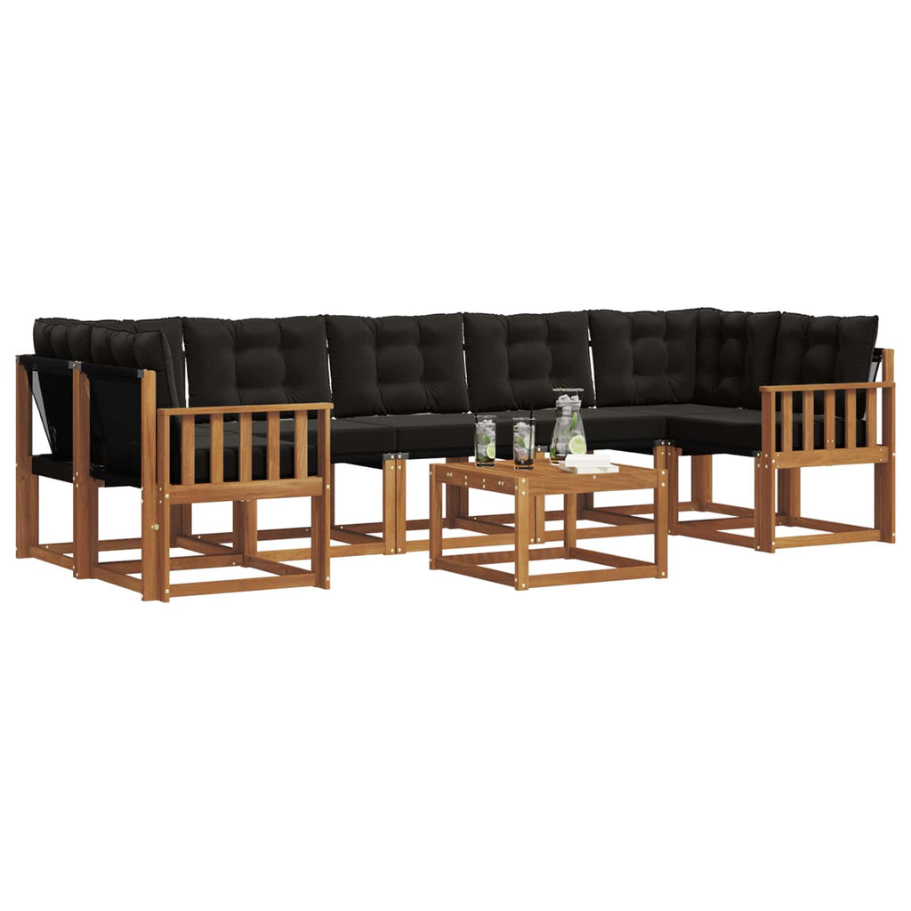 Outdoor-Sofagarnitur mit Kissen 8 pcs Natürlich und Schwarz