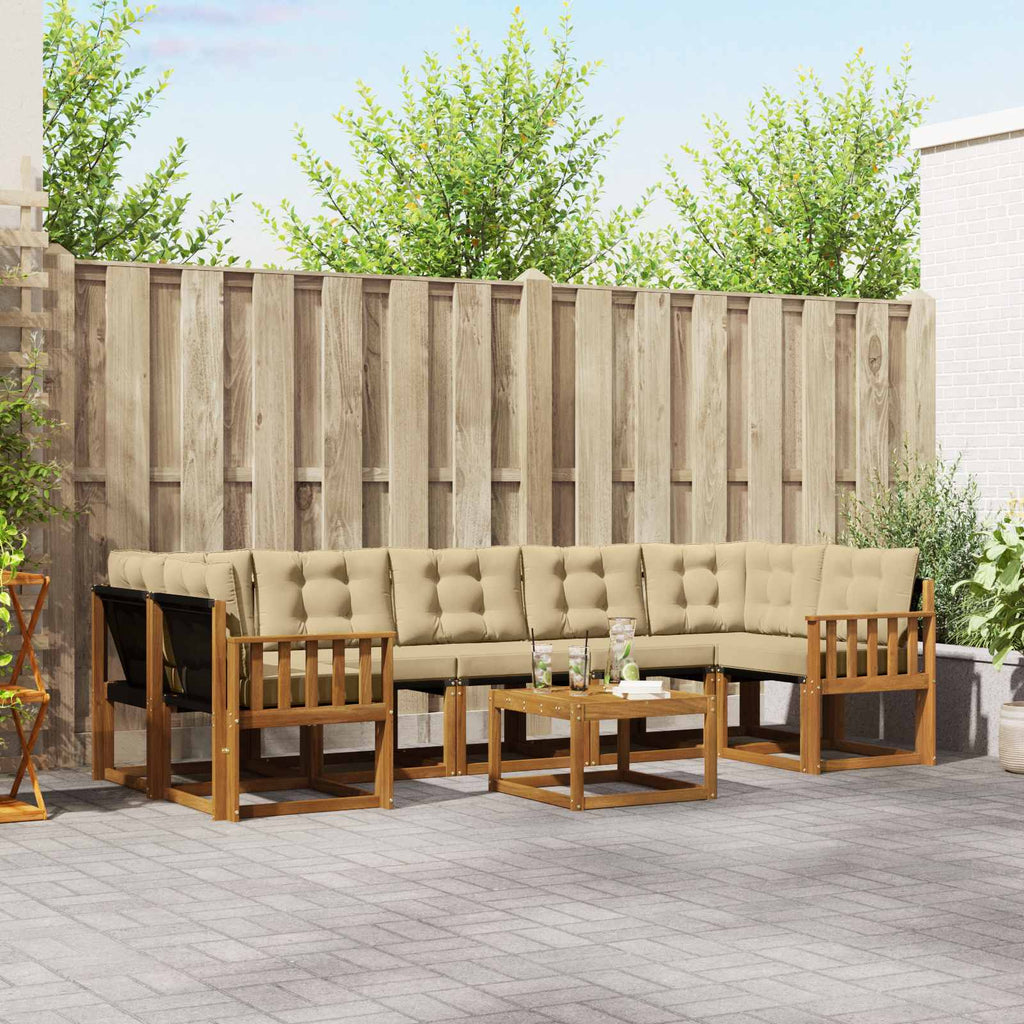 Outdoor-Sofagarnitur mit Kissen 8 pcs Natur und Beige