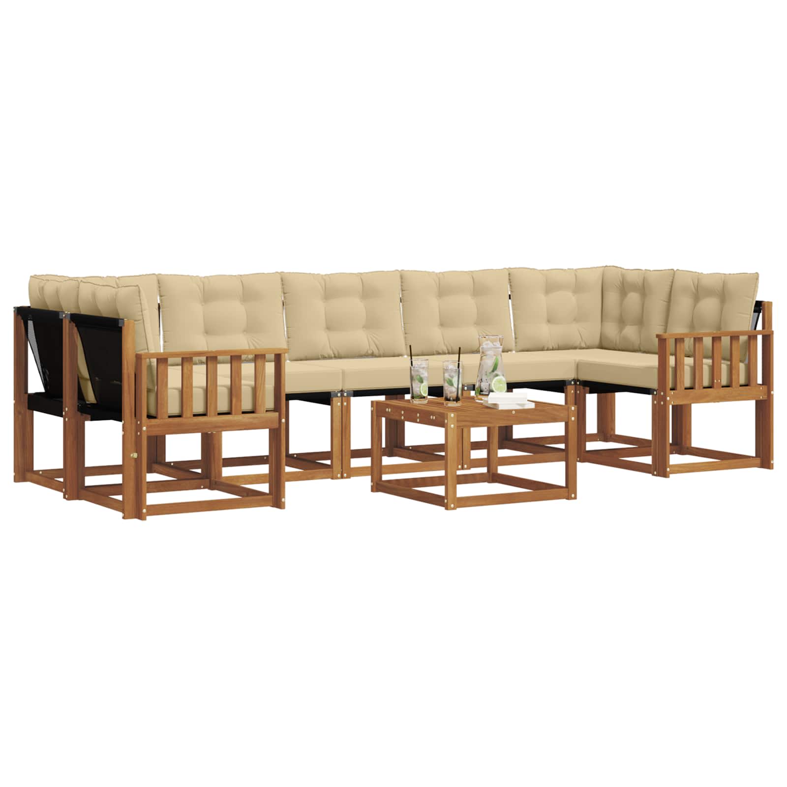Outdoor-Sofagarnitur mit Kissen 8 pcs Natur und Beige