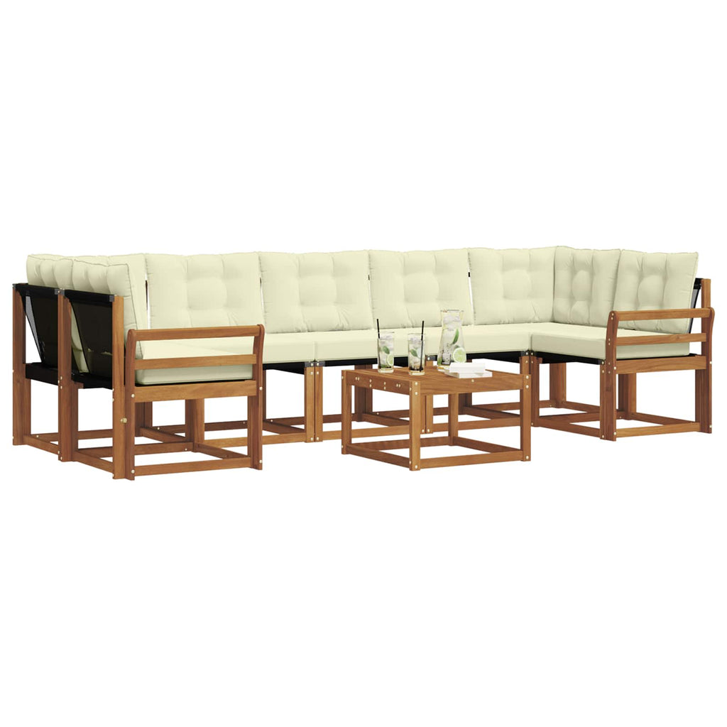 Outdoor-Sofagarnitur mit Kissen 8 pcs Natur und Creme