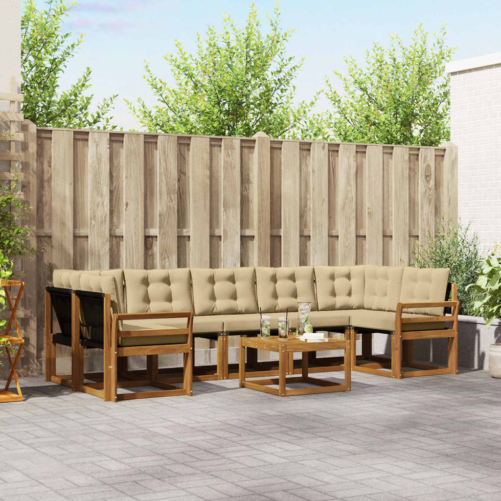 Outdoor-Sofagarnitur mit Kissen 8 pcs Natur und Beige