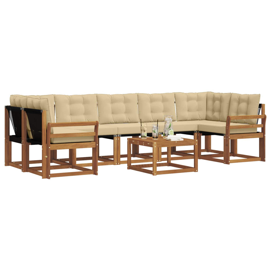 Outdoor-Sofagarnitur mit Kissen 8 pcs Natur und Beige