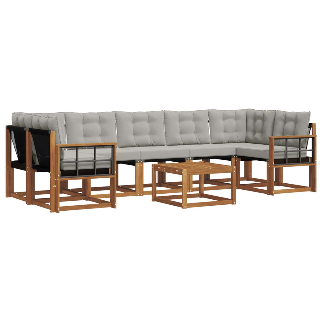 Outdoor-Sofagarnitur mit Kissen 8 pcs Natürlich und Hellgrau