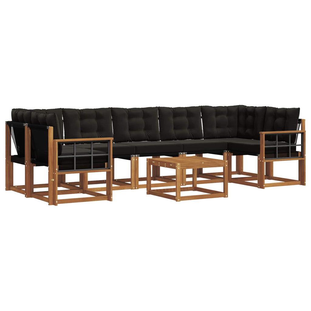 Outdoor-Sofagarnitur mit Kissen 8 pcs Natürlich und Schwarz