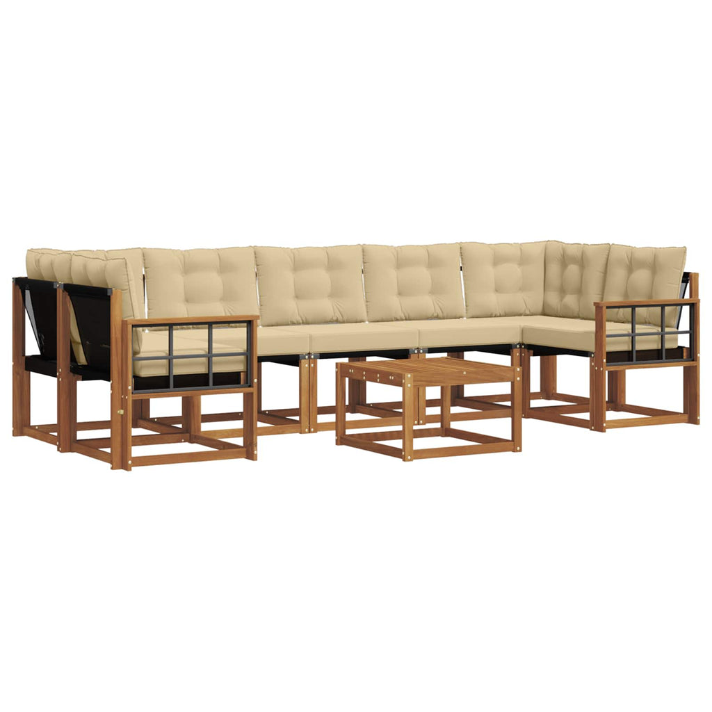 Outdoor-Sofagarnitur mit Kissen 8 pcs Natur und Beige