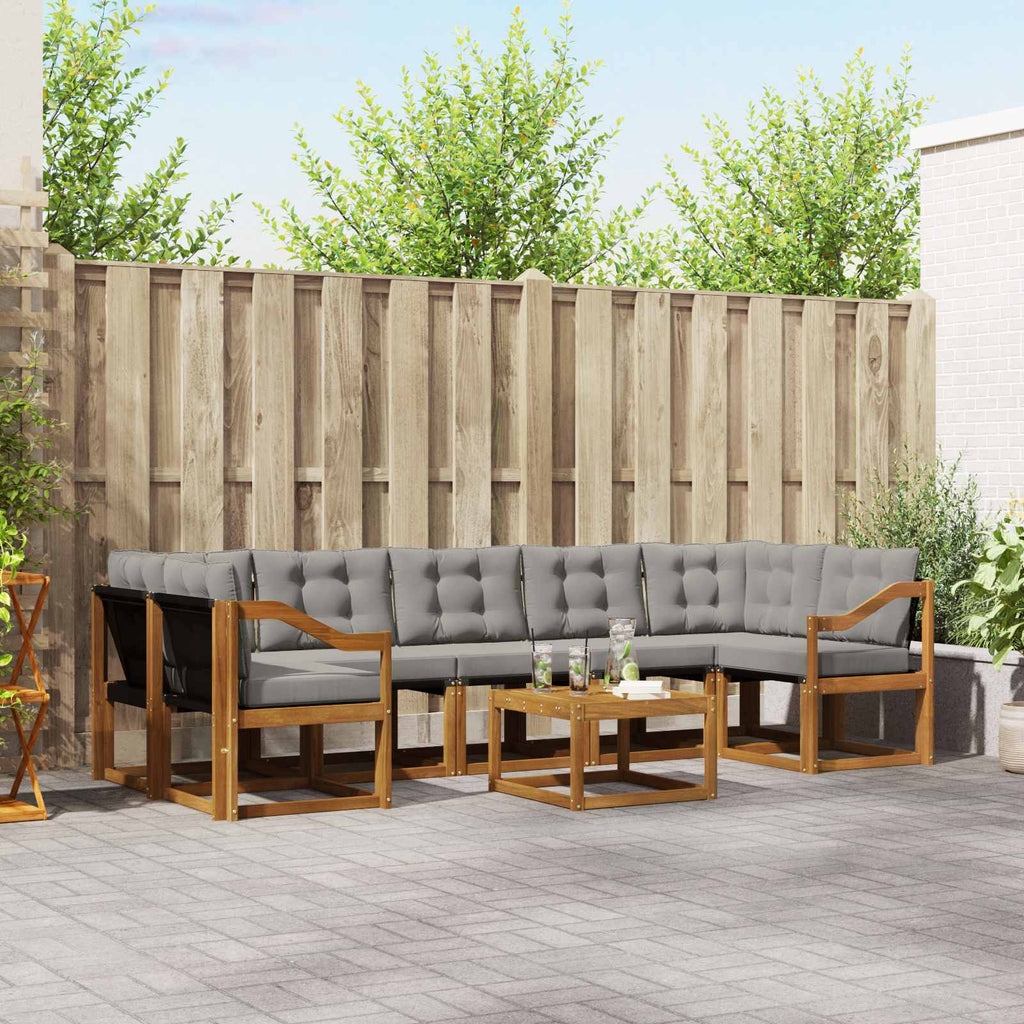 Outdoor-Sofagarnitur mit Kissen 8 pcs Natürlich und Hellgrau