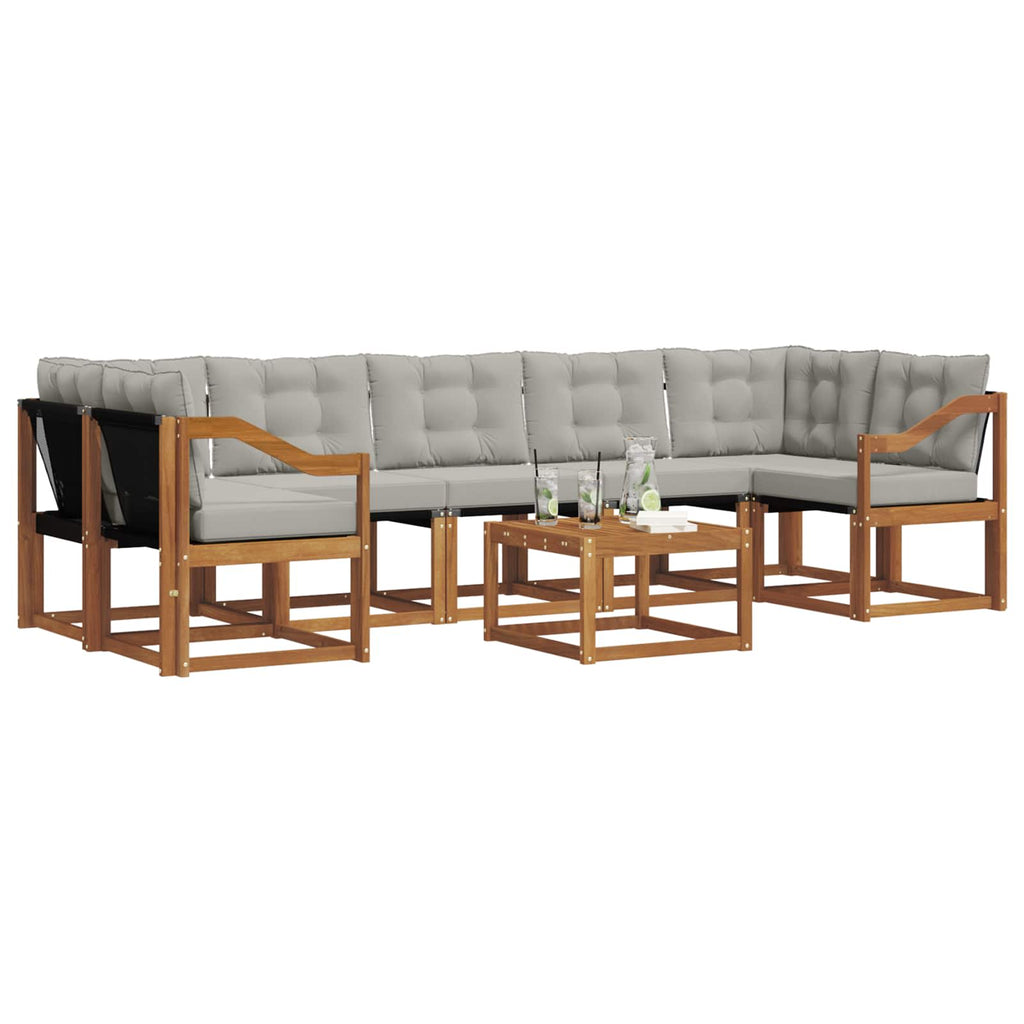 Outdoor-Sofagarnitur mit Kissen 8 pcs Natürlich und Hellgrau
