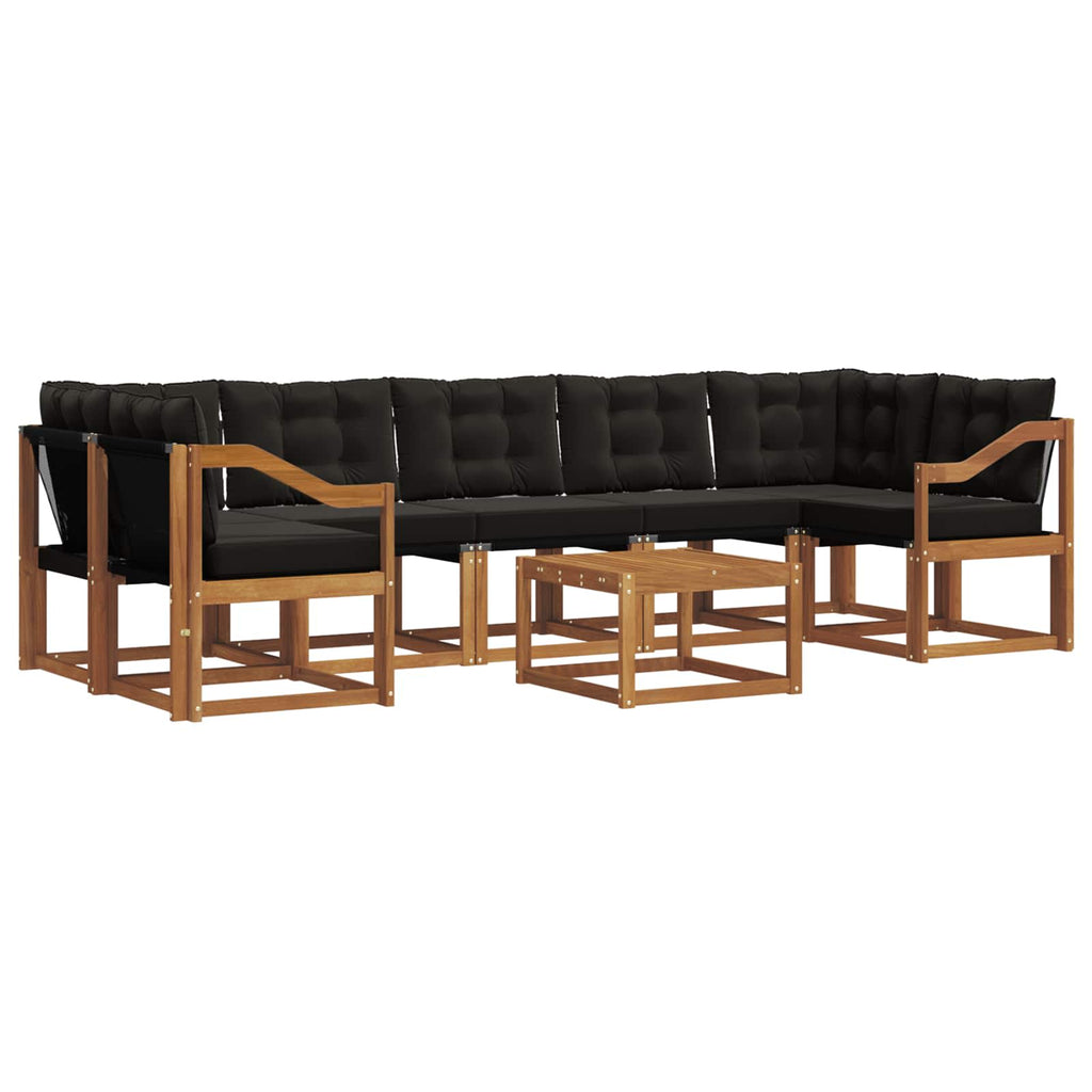 Outdoor-Sofagarnitur mit Kissen 8 pcs Natürlich und Schwarz