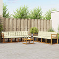 Outdoor-Sofagarnitur mit Kissen 9 pcs Natur und Creme