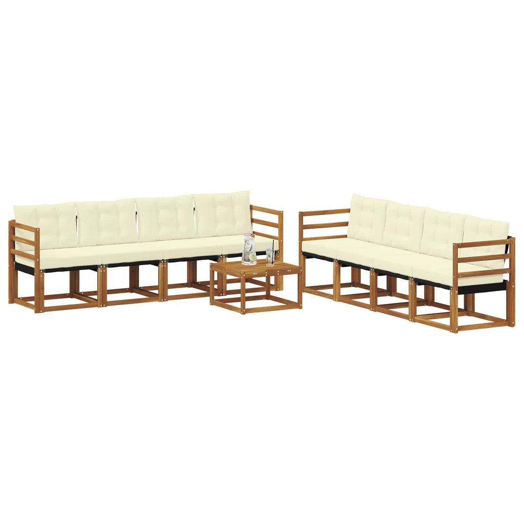 Outdoor-Sofagarnitur mit Kissen 9 pcs Natur und Creme