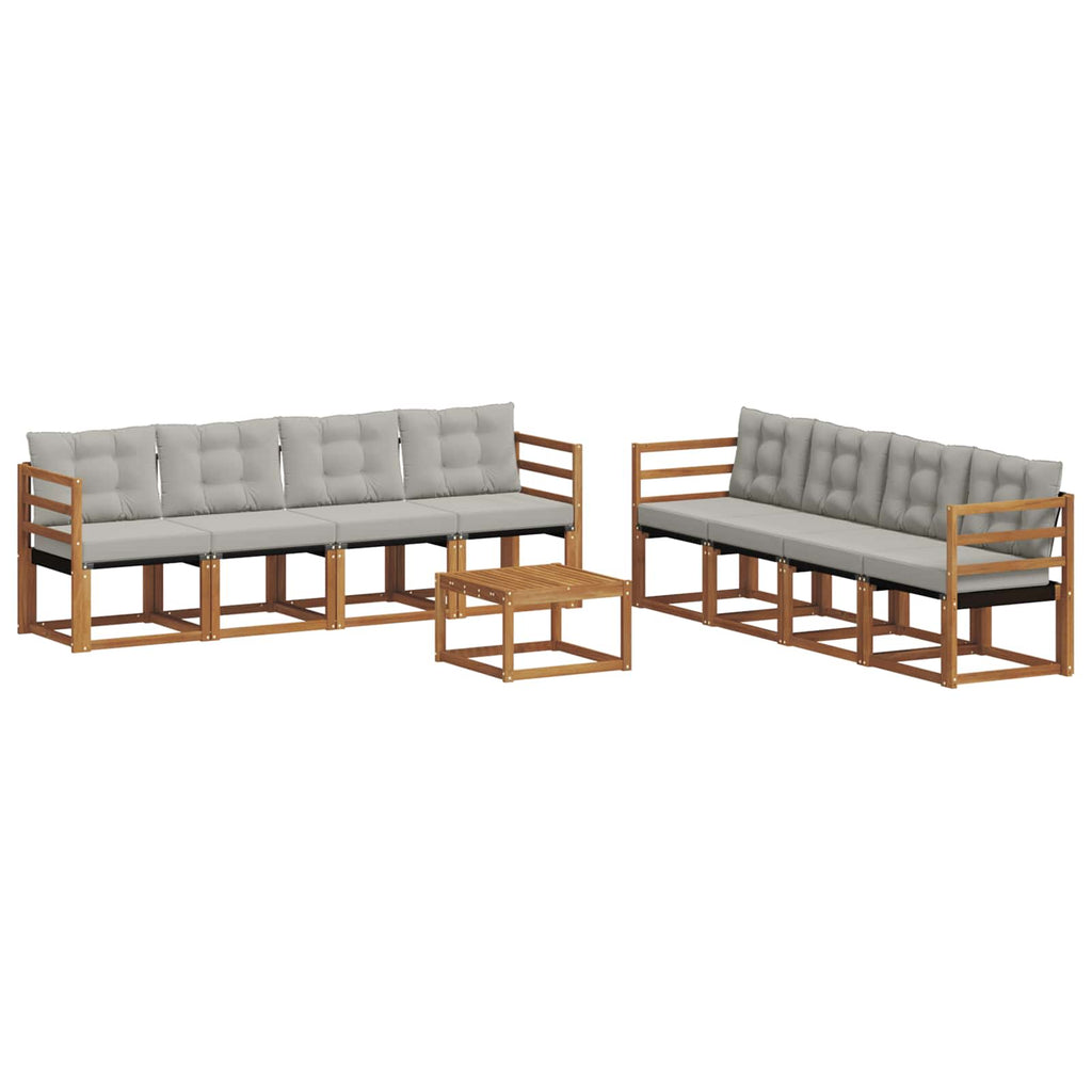 Outdoor-Sofagarnitur mit Kissen 9 pcs Natürlich und Hellgrau