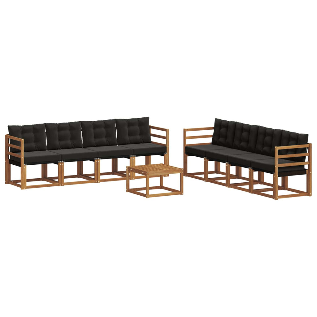 Outdoor-Sofagarnitur mit Kissen 9 pcs Natürlich und Schwarz