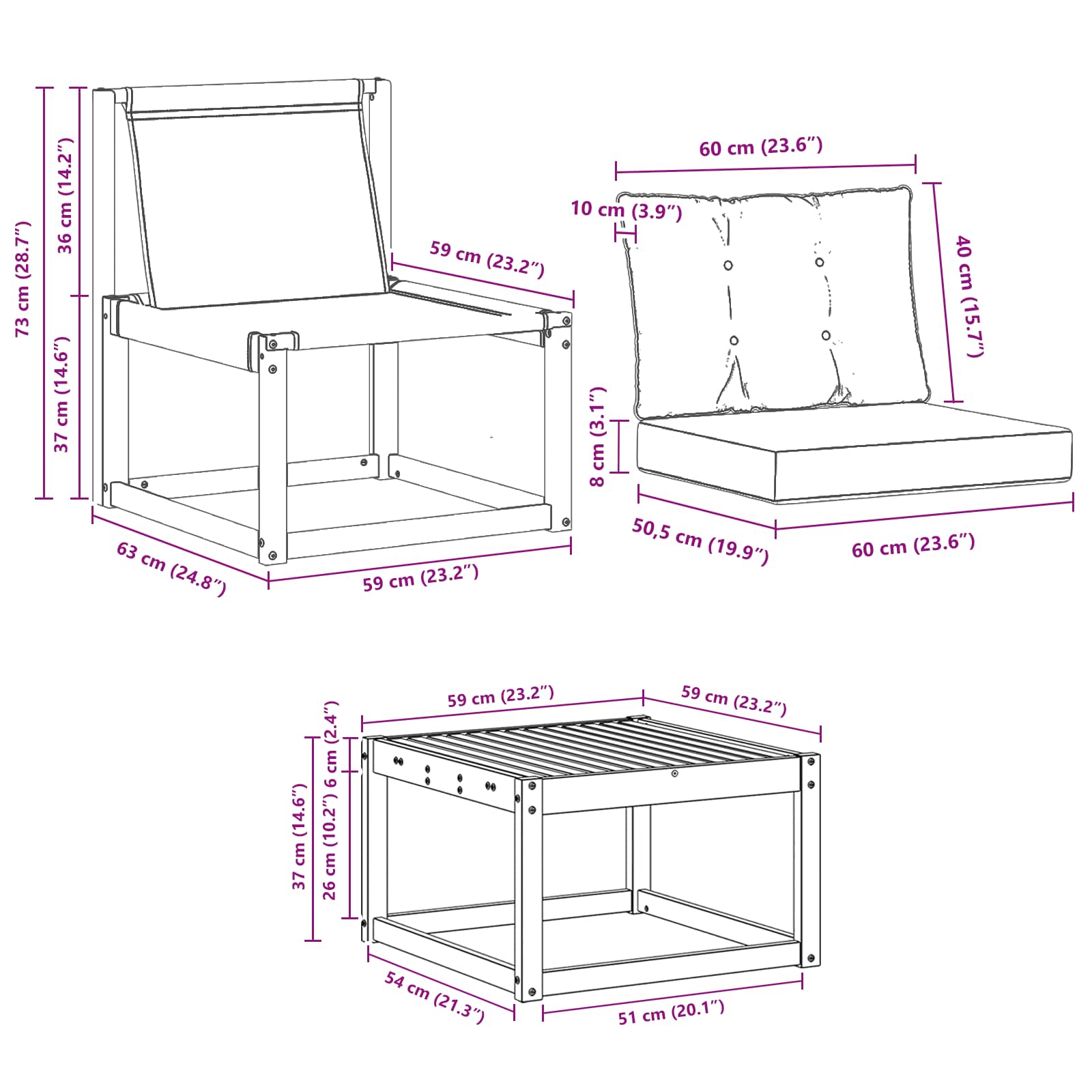 Outdoor-Sofagarnitur mit Kissen 9 pcs Natürlich und Schwarz