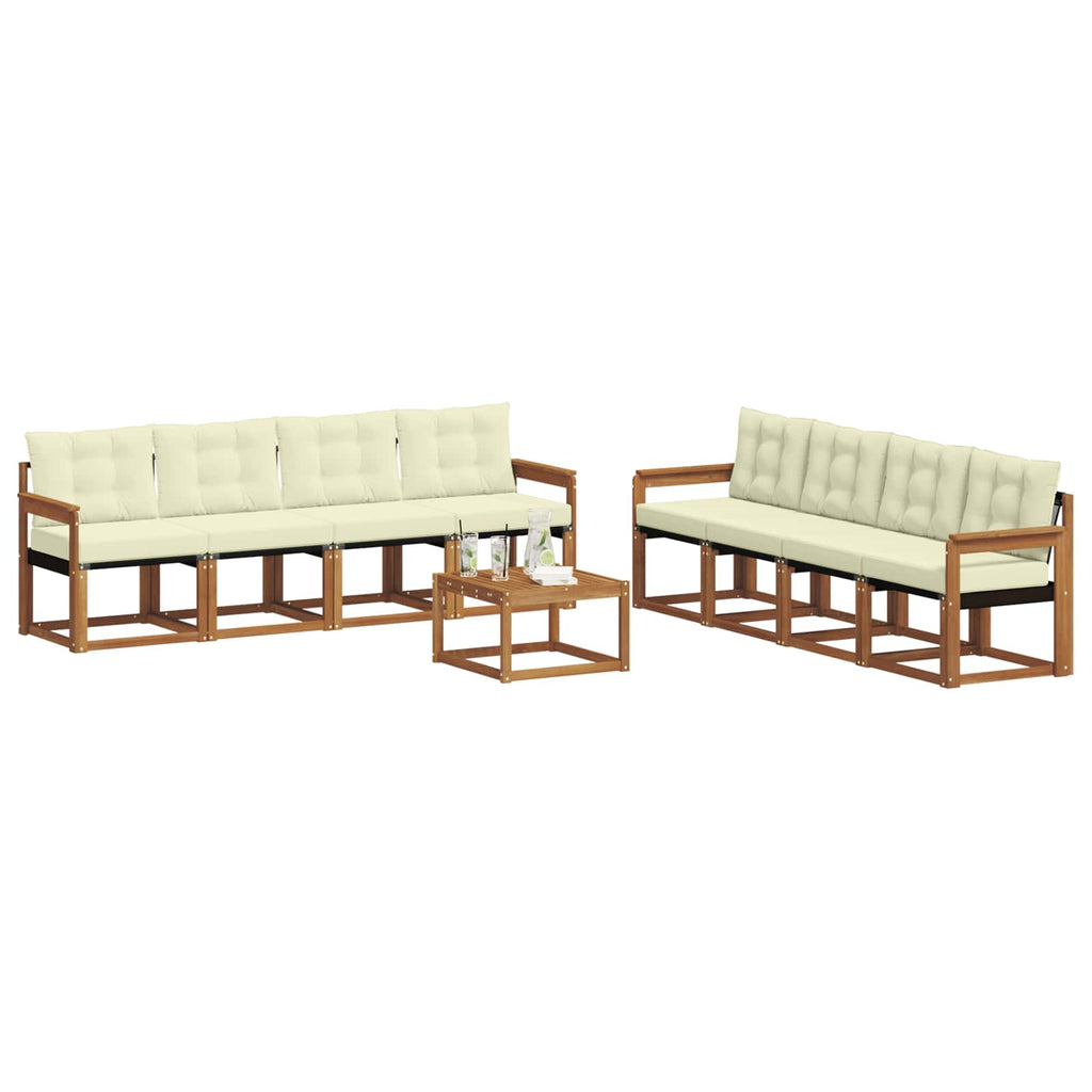 Outdoor-Sofagarnitur mit Kissen 9 pcs Natur und Creme