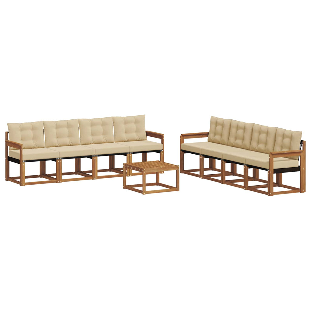 Outdoor-Sofagarnitur mit Kissen 9 pcs Natur und Beige