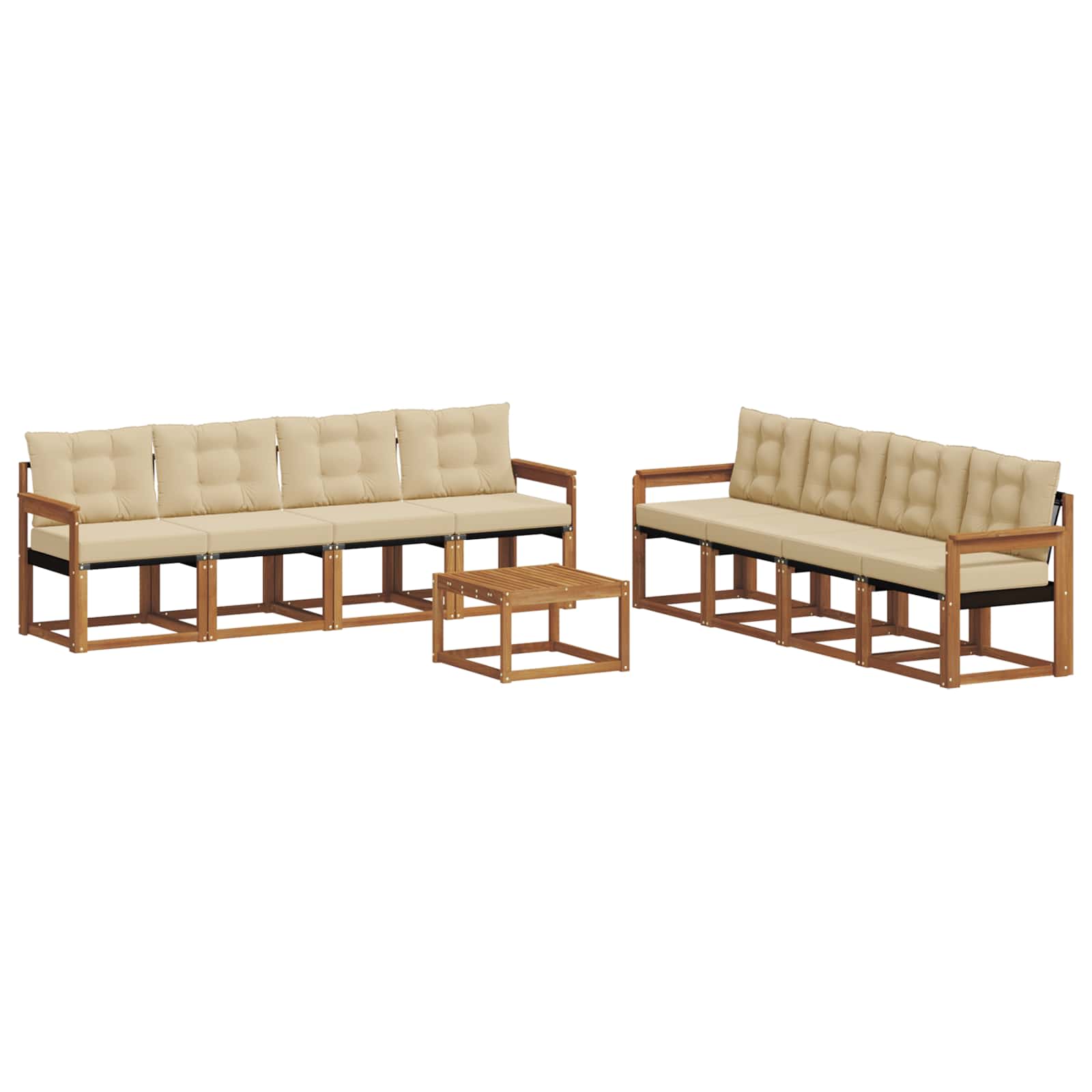 Outdoor-Sofagarnitur mit Kissen 9 pcs Natur und Beige