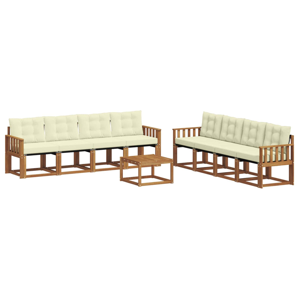 Outdoor-Sofagarnitur mit Kissen 9 pcs Natur und Creme