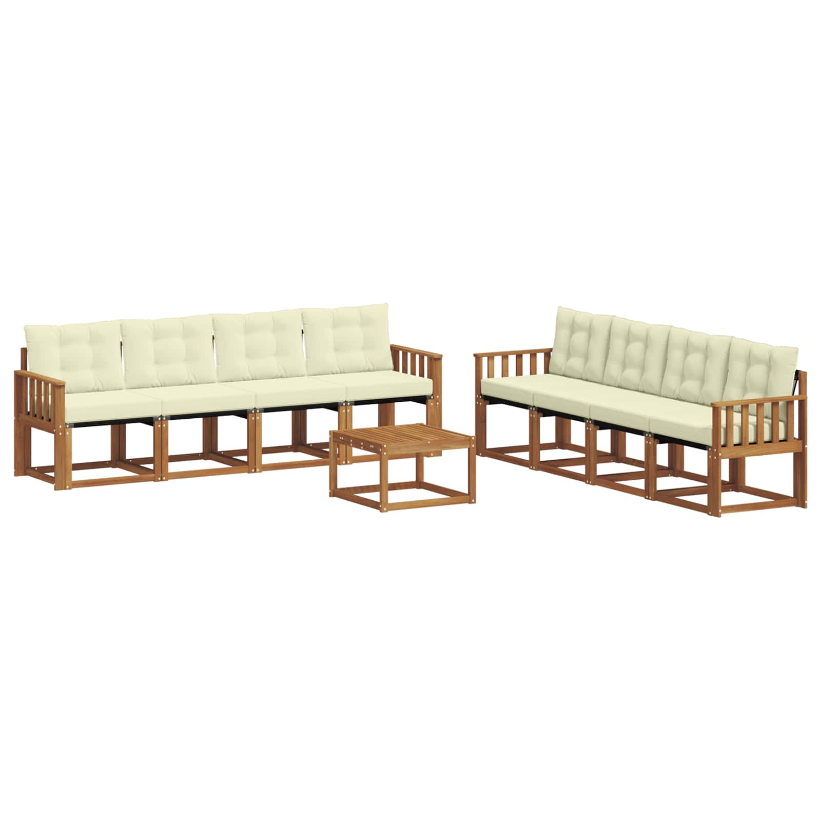 Outdoor-Sofagarnitur mit Kissen 9 pcs Natur und Creme