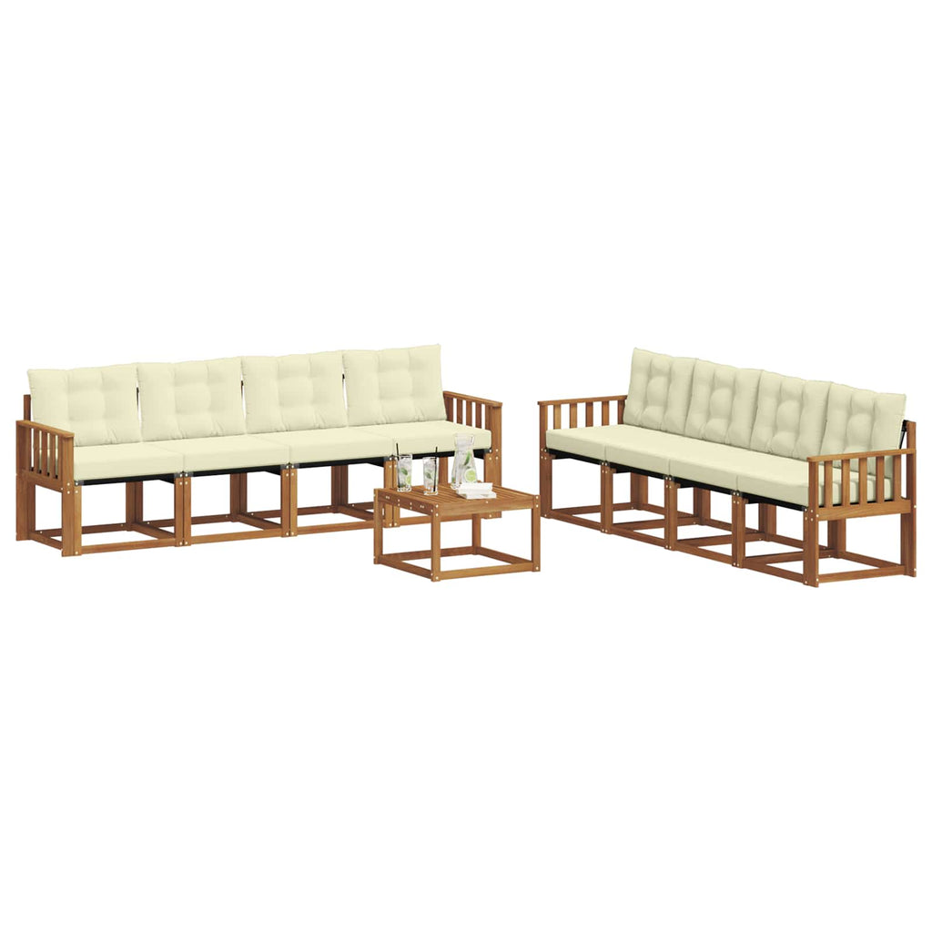 Outdoor-Sofagarnitur mit Kissen 9 pcs Natur und Creme