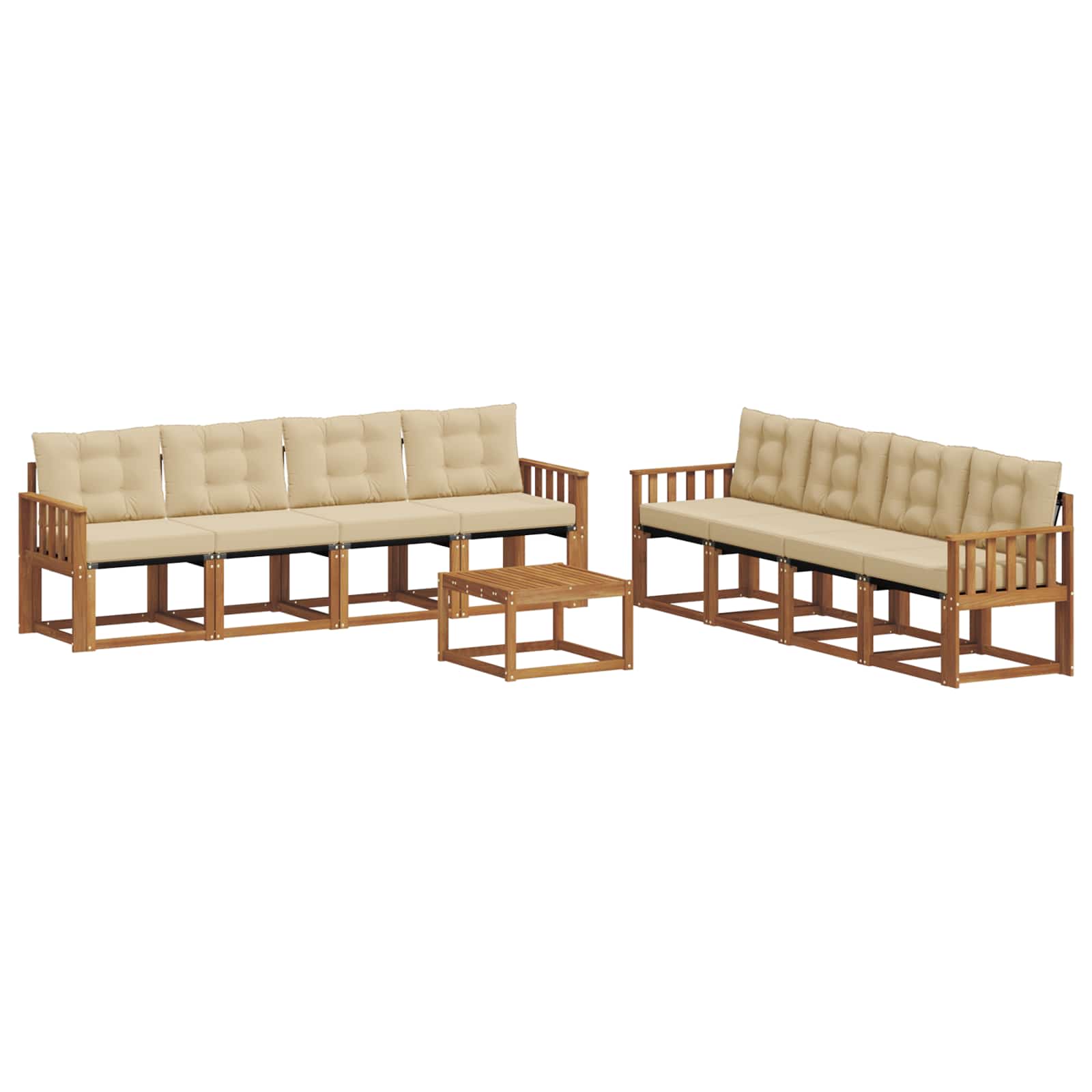 Outdoor-Sofagarnitur mit Kissen 9 pcs Natur und Beige