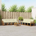 Outdoor-Sofagarnitur mit Kissen 9 pcs Natur und Creme