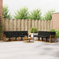 Outdoor-Sofagarnitur mit Kissen 9 pcs Natürlich und Schwarz