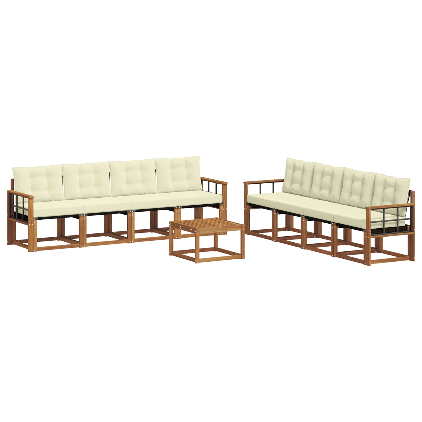 Outdoor-Sofagarnitur mit Kissen 9 pcs Natur und Creme