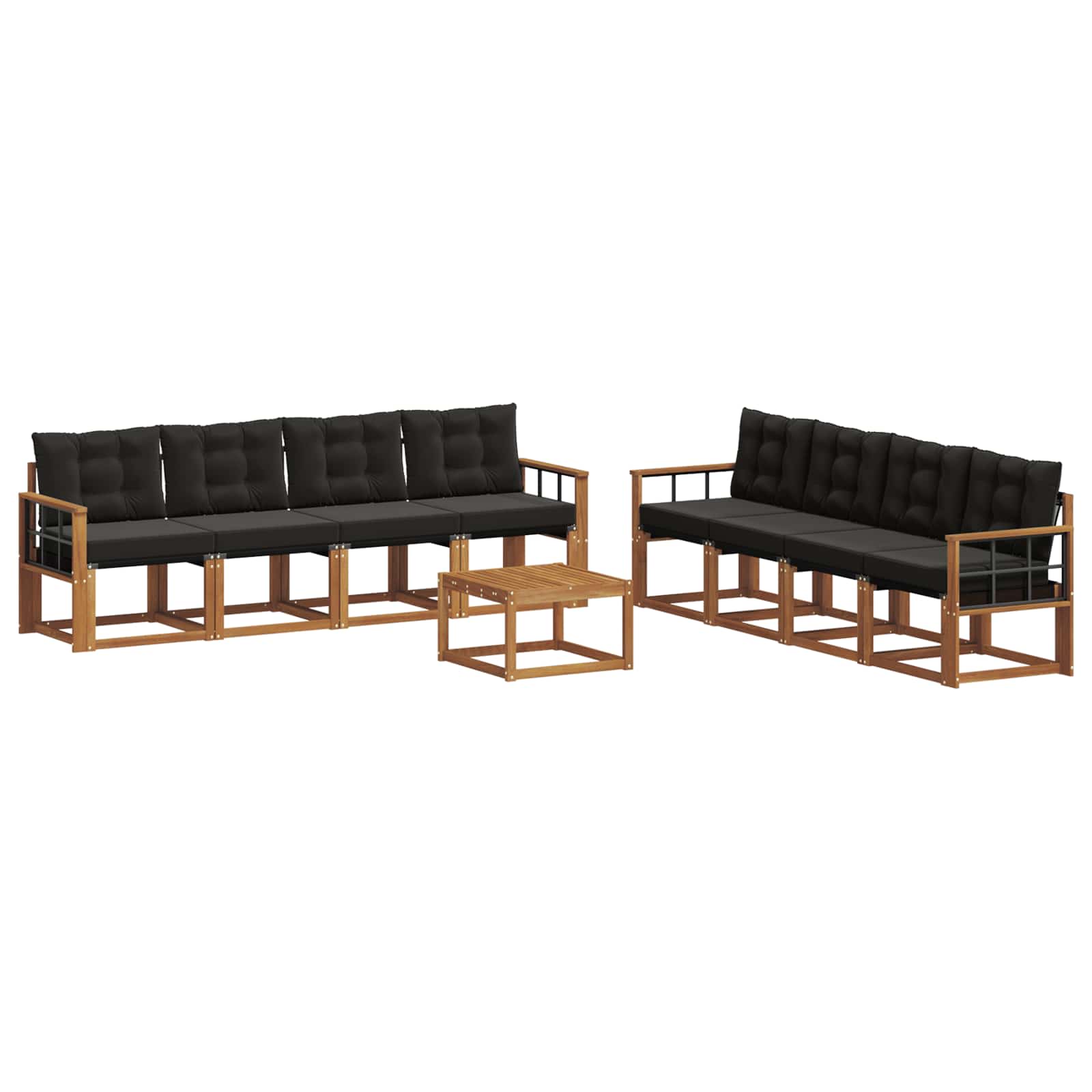 Outdoor-Sofagarnitur mit Kissen 9 pcs Natürlich und Schwarz