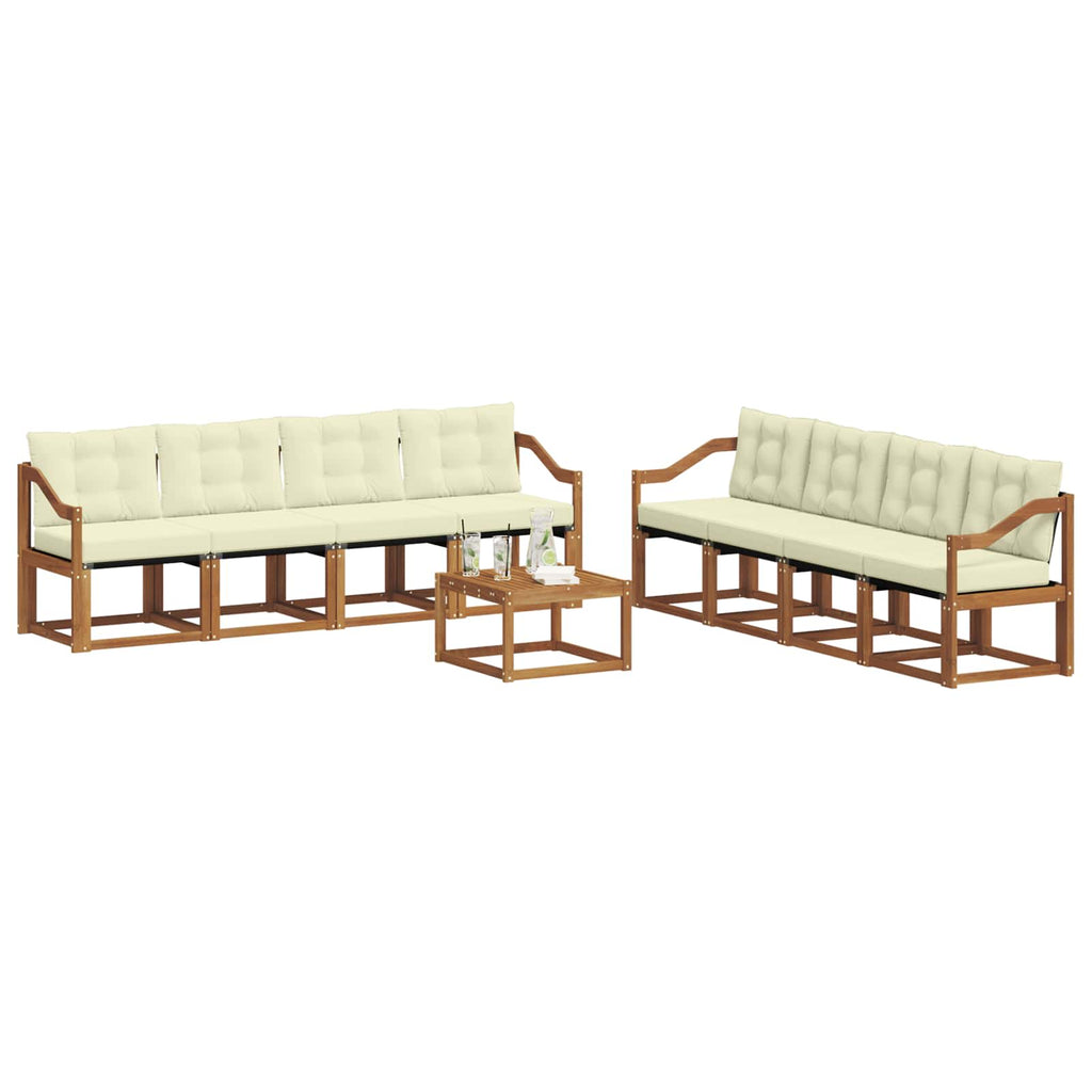 Outdoor-Sofagarnitur mit Kissen 9 pcs Natur und Creme