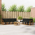 Outdoor-Sofagarnitur mit Kissen 9 pcs Natürlich und Schwarz