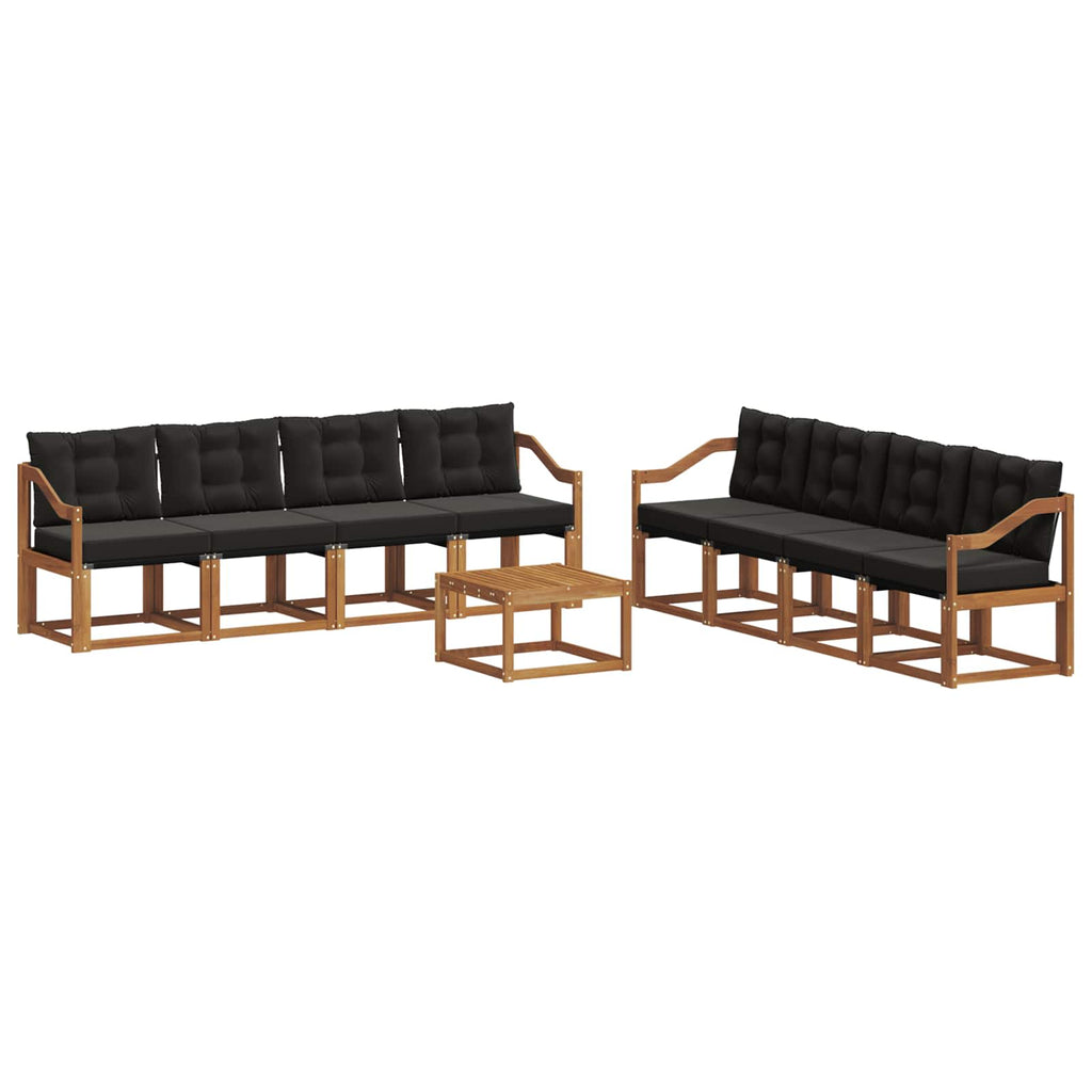 Outdoor-Sofagarnitur mit Kissen 9 pcs Natürlich und Schwarz