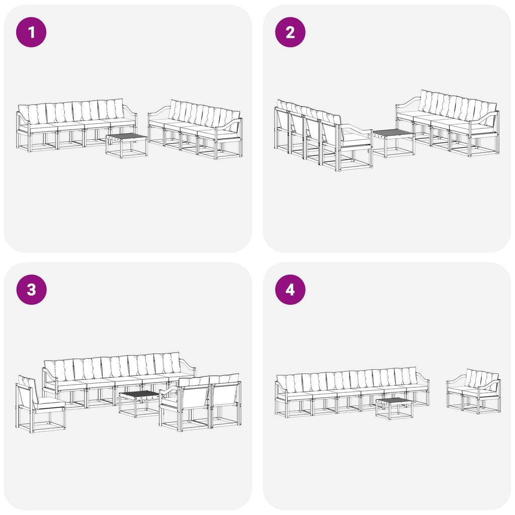 Outdoor-Sofagarnitur mit Kissen 9 pcs Natürlich und Schwarz