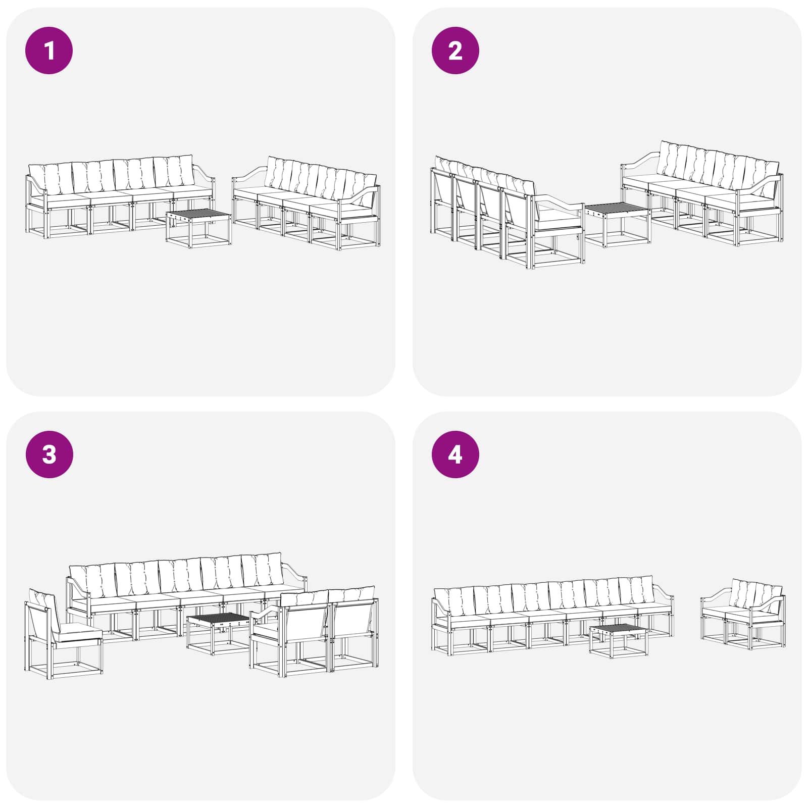 Outdoor-Sofagarnitur mit Kissen 9 pcs Natürlich und Schwarz
