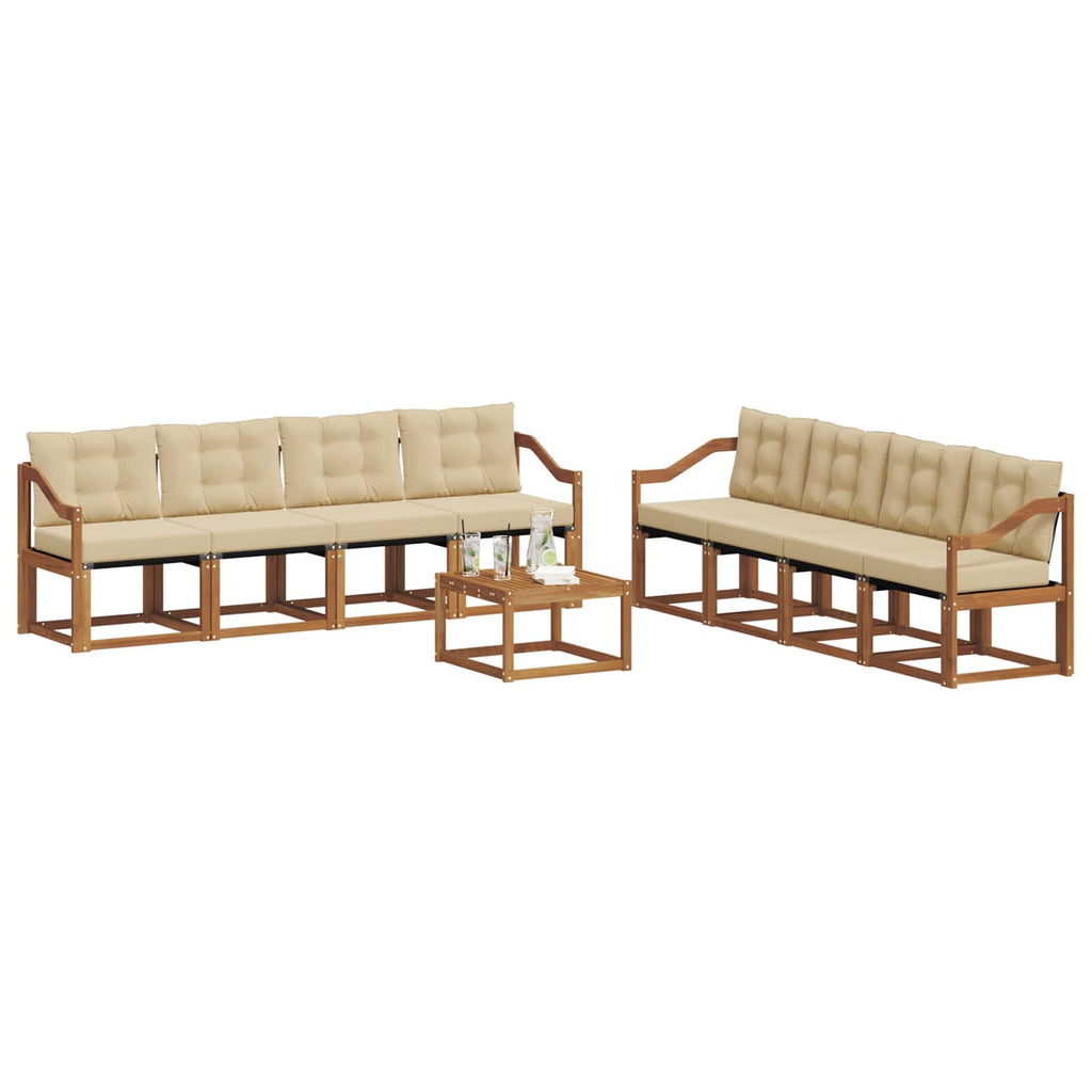 Outdoor-Sofagarnitur mit Kissen 9 pcs Natur und Beige