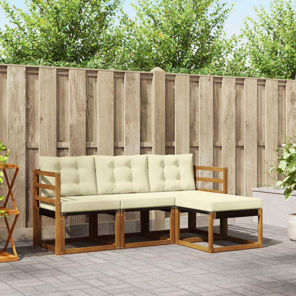Outdoor-Sofagarnitur mit Kissen 4 pcs Natur und Creme